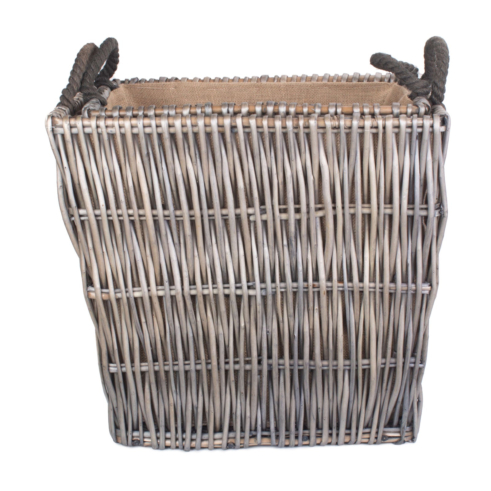 Wicker Grey Rectangular Log Basket | Set-of-2 | Brown