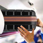 55x40x20cm Lightweight Luggage Hard Shell Cabin Suitcase 60+ Airlines Approved - Carry On Case - 4 Wheels | 55 x 40 x 20cm | Black & Brown