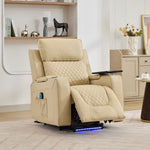 Byron Electric Riser Recliner Chair With Massage And Heat, Drink Cooler, Table | Cream