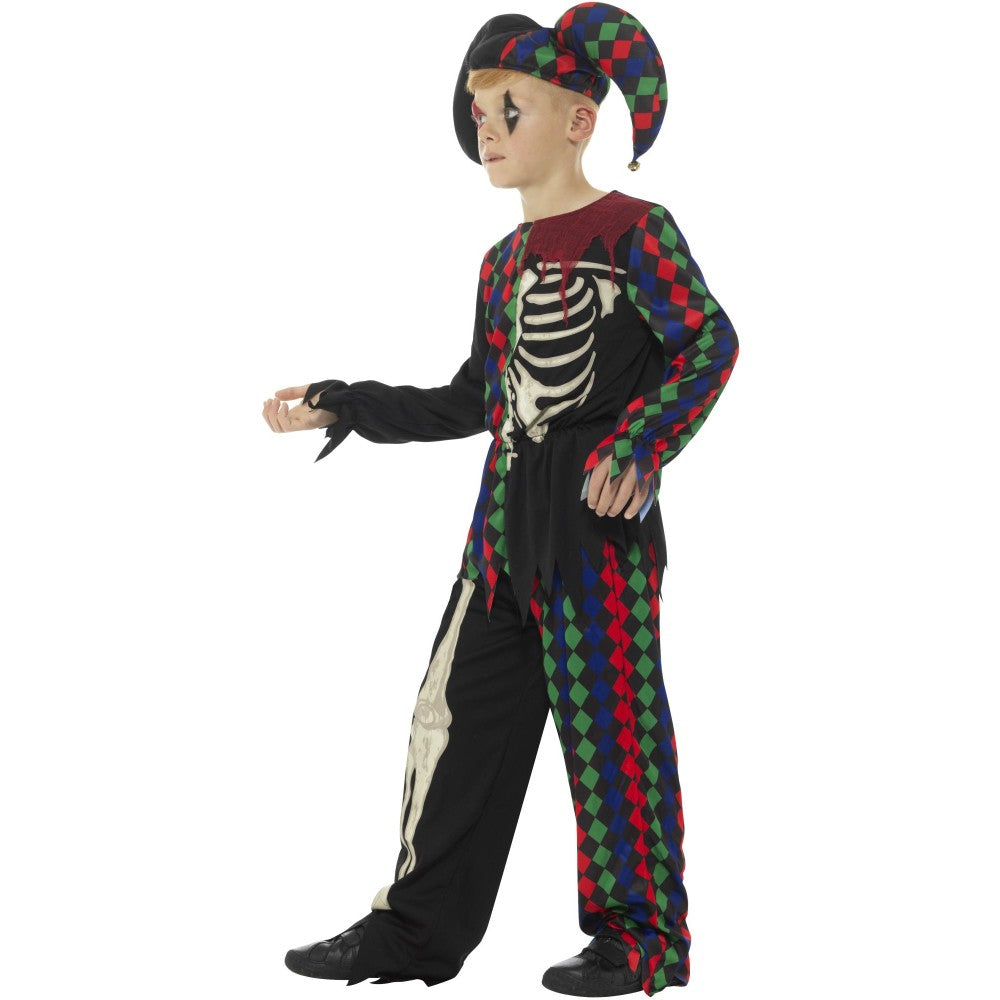 Skeleton Jester Costume, Multi-coloured | Age 13-14