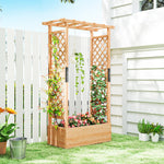 Raised Garden Bed With Trellis 110x44x181cm Natural