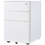 3 Drawer Metal Filing Cabinet Lockable 5 Wheels | One Size | White
