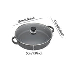 22cm/25cm/28cm Dia Pre-seasoned Round Cast Iron Braiser Pan With Lid & Double Handles | Small