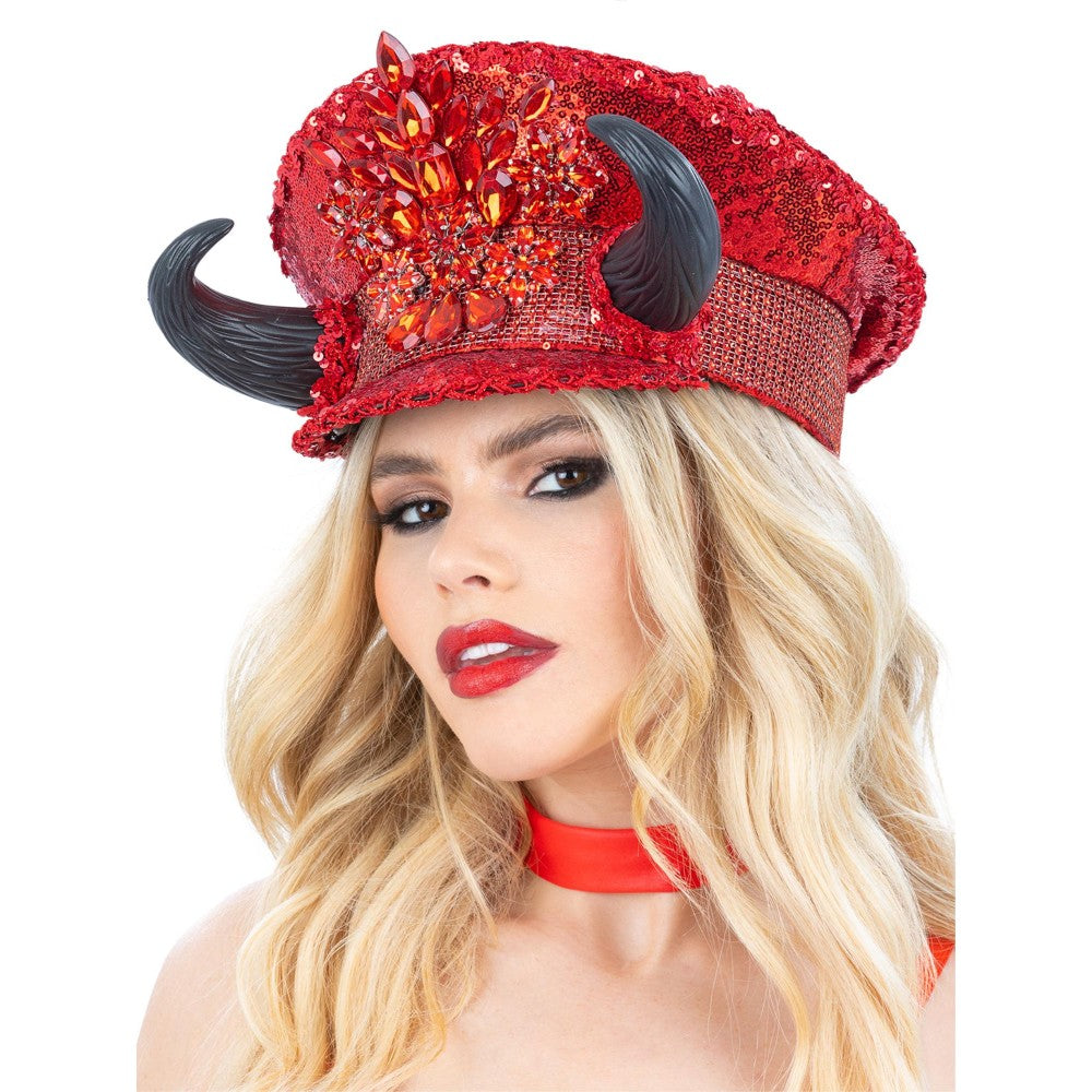 Deluxe Devil Sequin Captains Hat