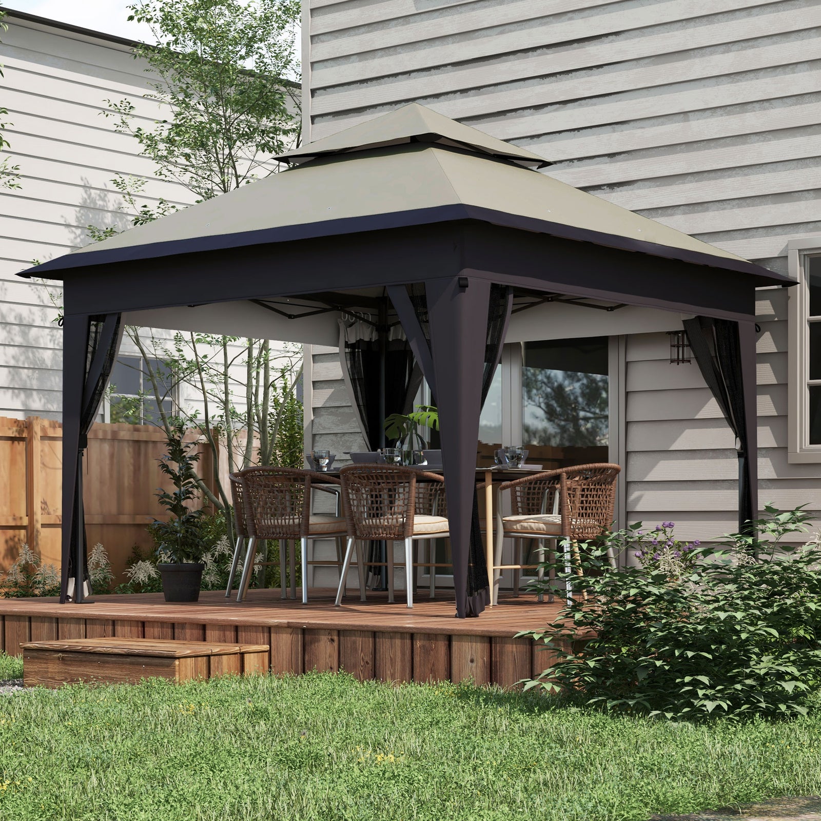 3 X 3(m) Pop Up Gazebo, Instant Shelter With Netting | Light Slate Gray