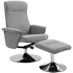 Upholstered Swivel Recliner Armchair With Ottoman | Grey