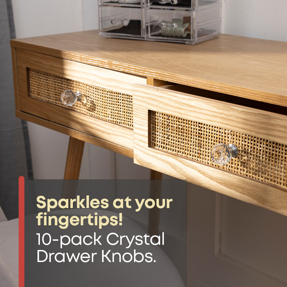 Fineway 10 Pack Crystal Drawer Handles Glass Knobs Cabinet Wardrobe Furniture