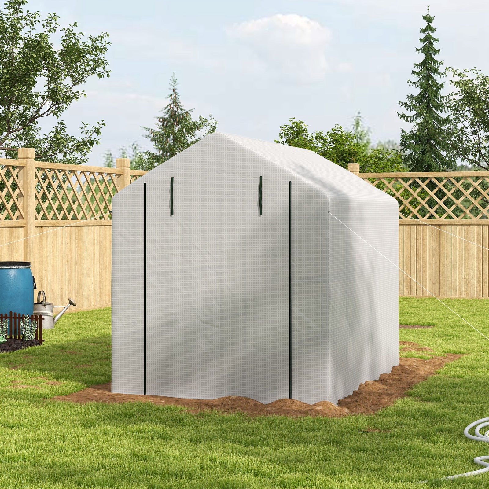 Walk-in Greenhouse With 4 Tiers, 244x180x210cm | White