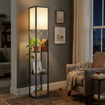 Floor Lamp With 3-tier Storage Shelf For Home Office | Black