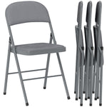 HOMCOM Folding Chairs Set Of 4, Foldable Chairs With Cushions, Light Grey