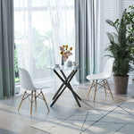 Round Side Table With Tempered Glass Top & Metal Legs