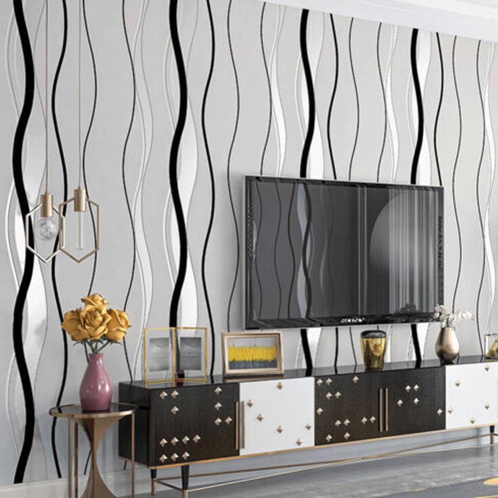 Modern Curve Striped Non-woven Wallpaper | Silver Grey