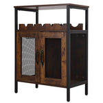 Wooden Wine Bar Cabinet With Wine Rack And Stemware Holders
