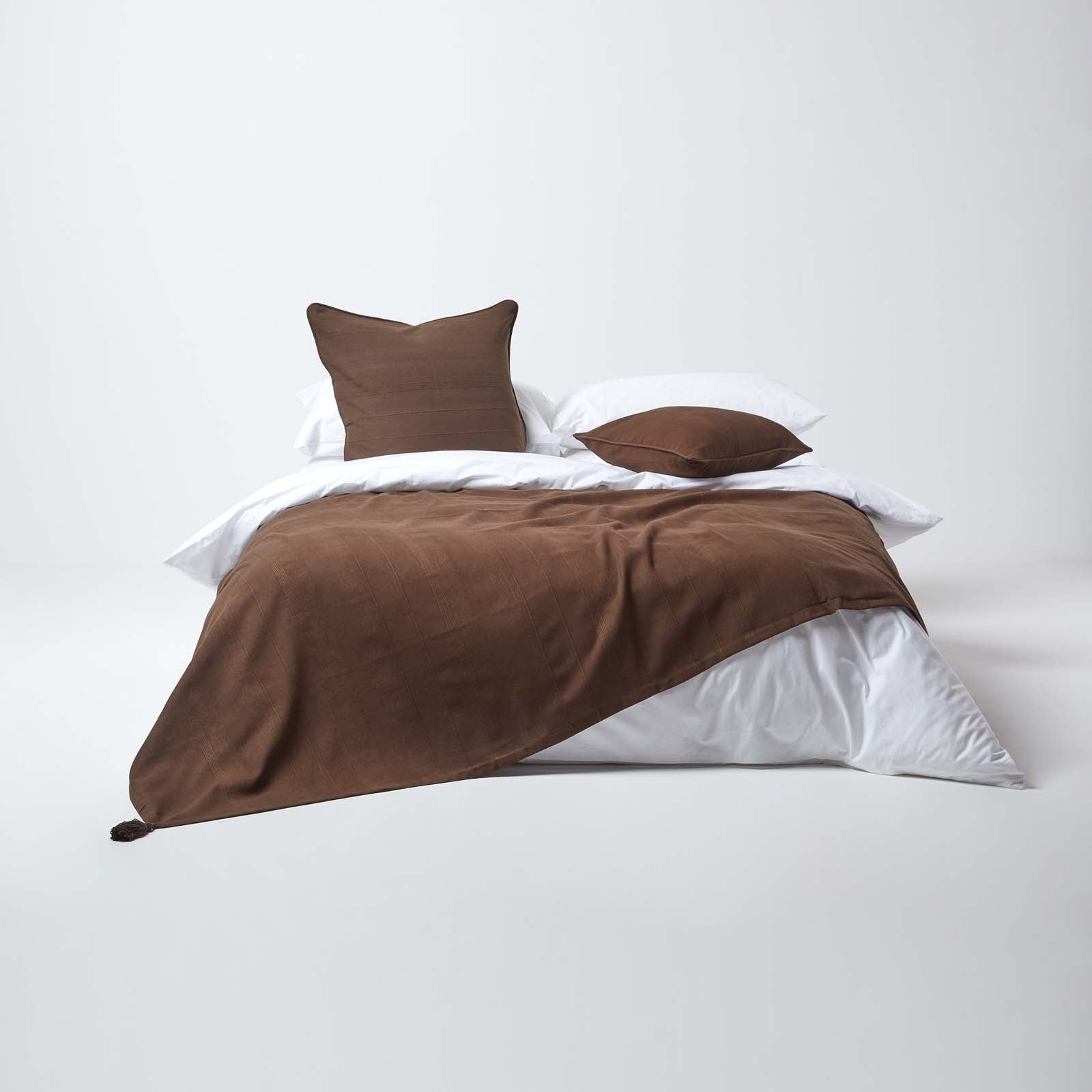 Cotton Rajput Ribbed Throw | 255cm x 360cm | Chocolate