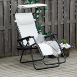 Zero Gravity Chair Adjustable Patio Lounge W/ Cup Holder | White