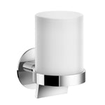 Frosted Glass Soap Dispenser With Self Adhesive Wall Mount | Polished Chrome