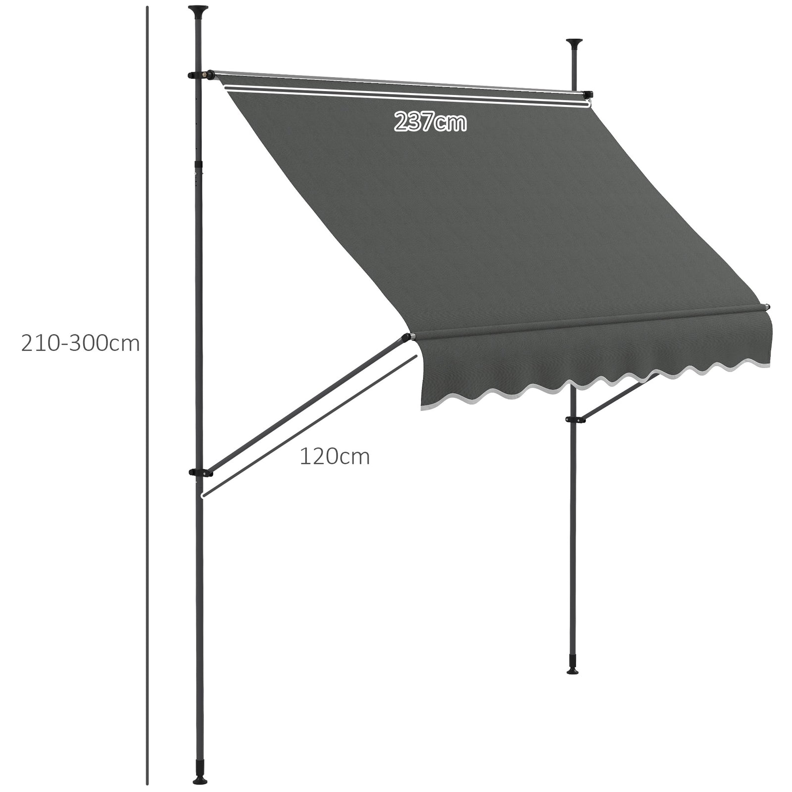 Free Standing Retractable Awning, Dark Grey | Large | Dark Gray