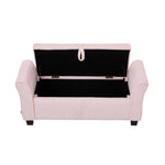 Corduroy Upholstered Storage Bench With Armrests | Pink