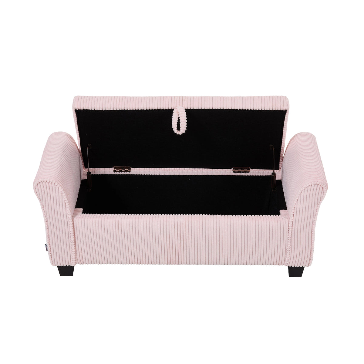 Corduroy Upholstered Storage Bench With Armrests | Pink
