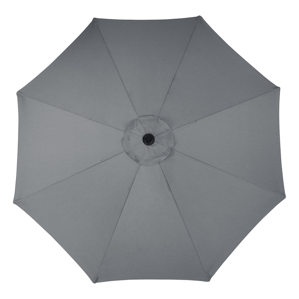 3m Garden Parasol Adjustable Tilting Parasol With Crank Handle With Plastic Fillable Base | One Size | Grey