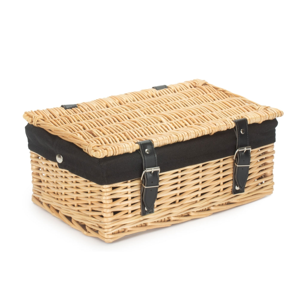36cm Buff Wicker Empty Picnic Basket | One Size | Black