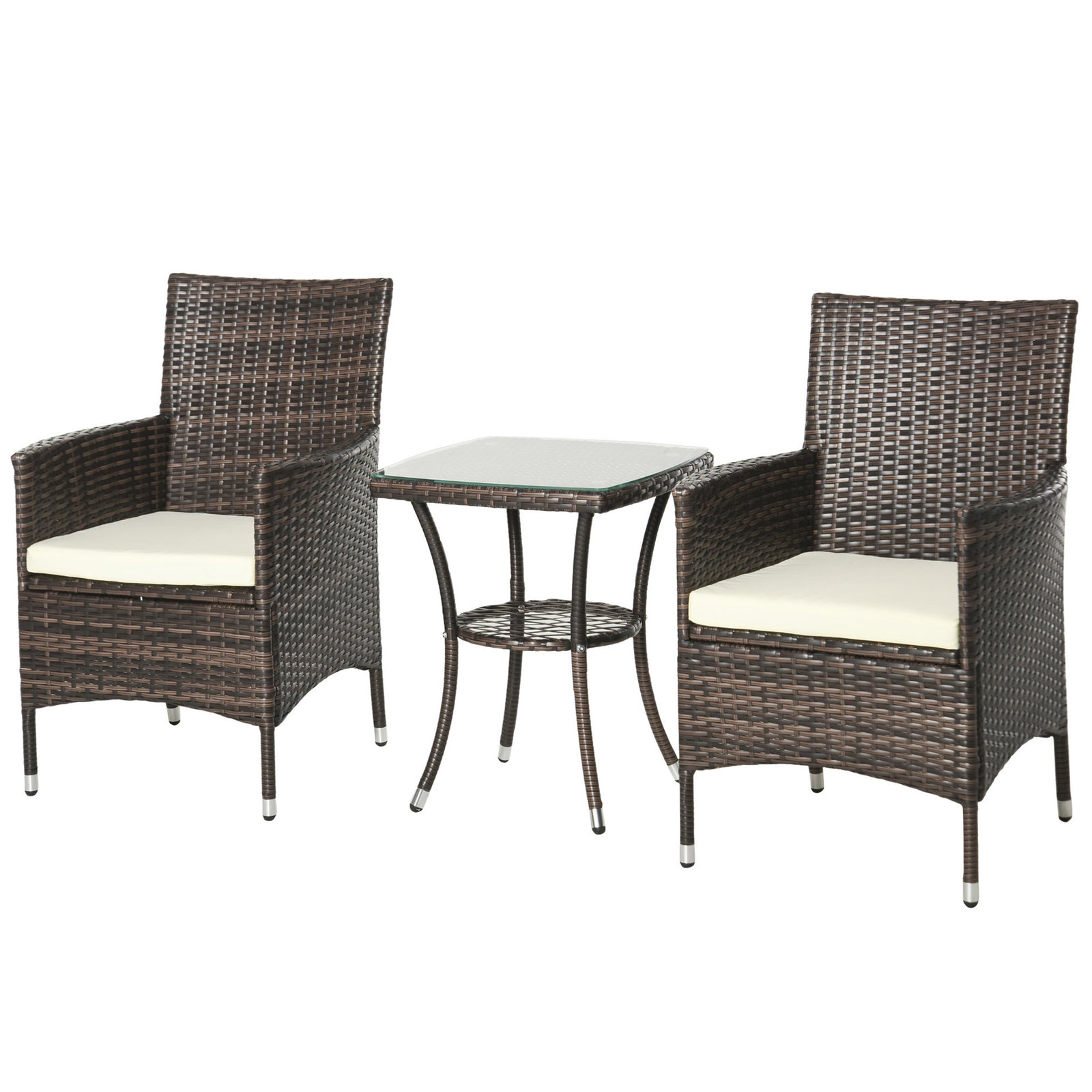Rattan Bistro Set Garden Chair Table Patio Outdoor