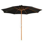 3m Wooden Bamboo Parasol Outdoor Umbrella Canopy | Black