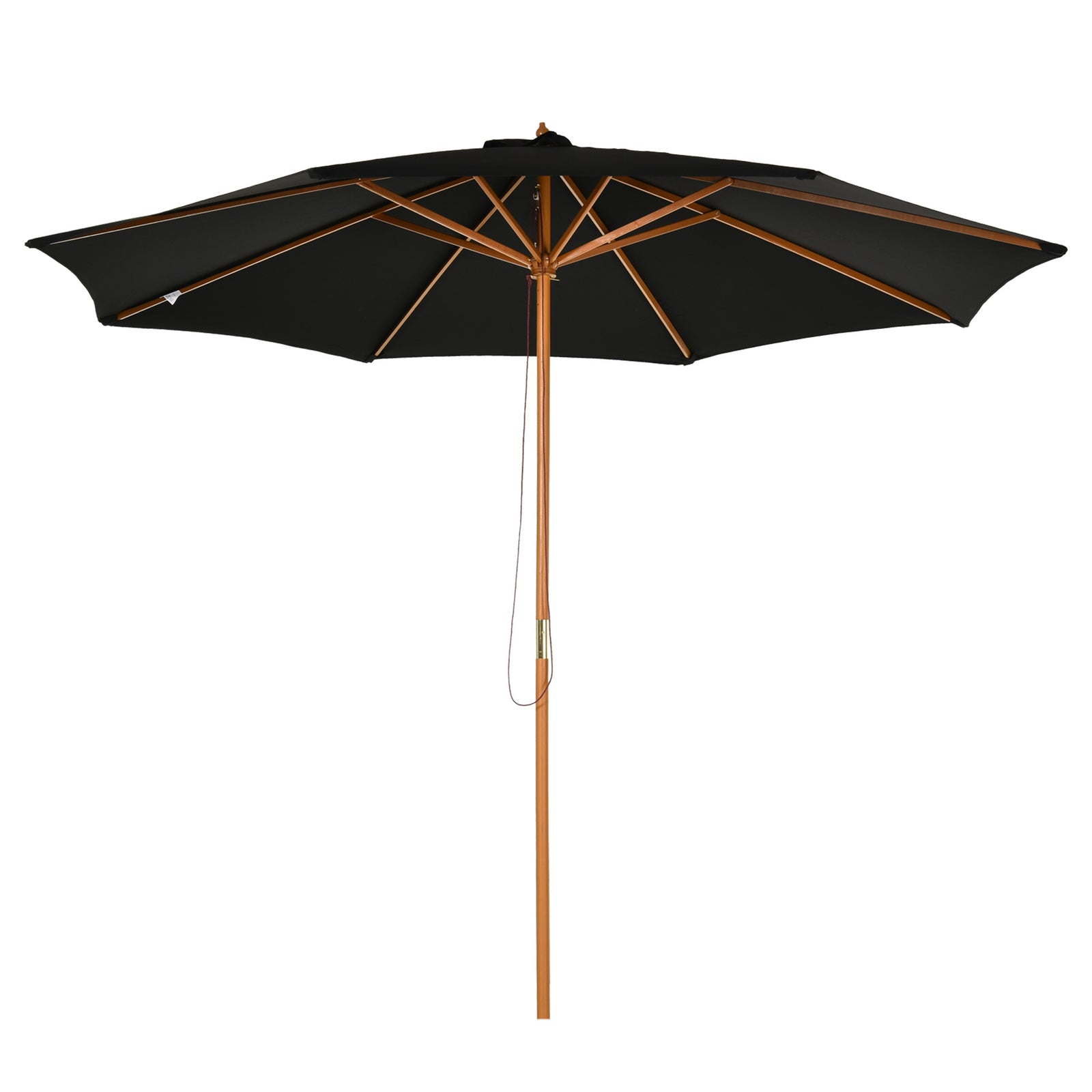 3m Wooden Bamboo Parasol Outdoor Umbrella Canopy | Black