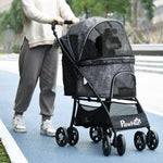 Pet Stroller Dog Pram Pushchair Cat Travel Carriage Universal Wheels | Gray