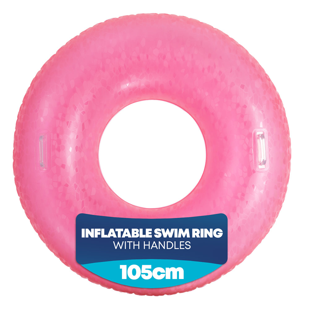 Diamond Print Inflatable Pool Float Ring | Pink