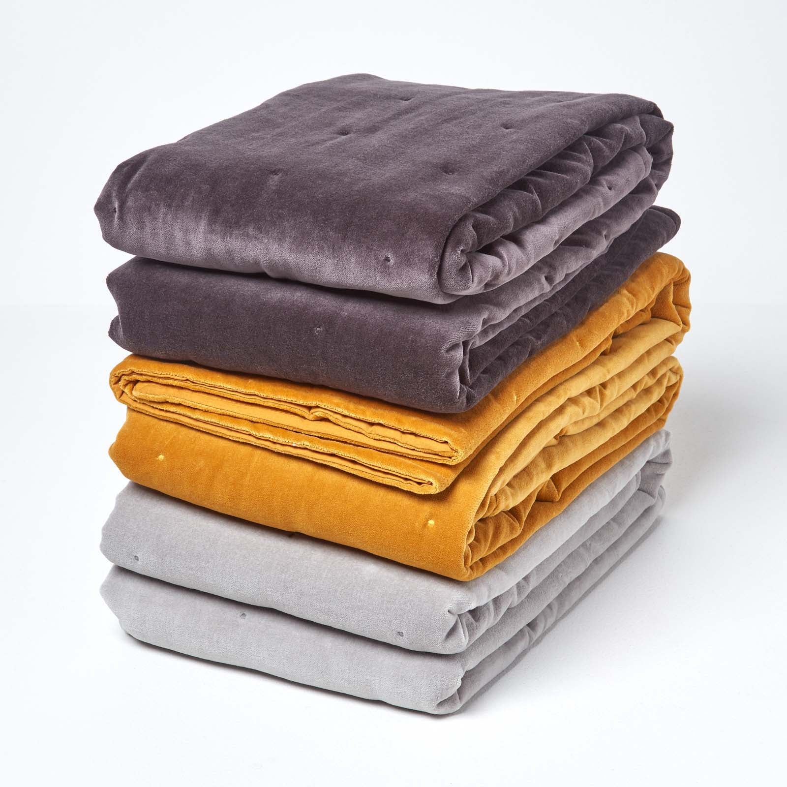 Velvet Cotton Quilted Throw | 125cm x 150cm | Dark Grey