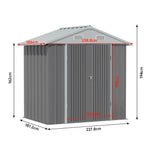 6x8ft Outdoor Metal Storage Shed Galvanised Tool Storage Shed With Lockable Door