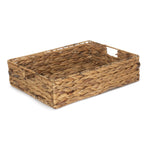 Water Hyacinth Shallow Rectangular Storage Basket | Large | Brown