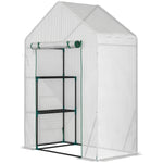 Greenhouse W/ 2 Tier Shelf & Roll-up Door - Clear | 143 x 73 x 195cm | Clear