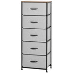 5 Drawer Fabric Chest Of Drawers W/ Wooden Top For Closet