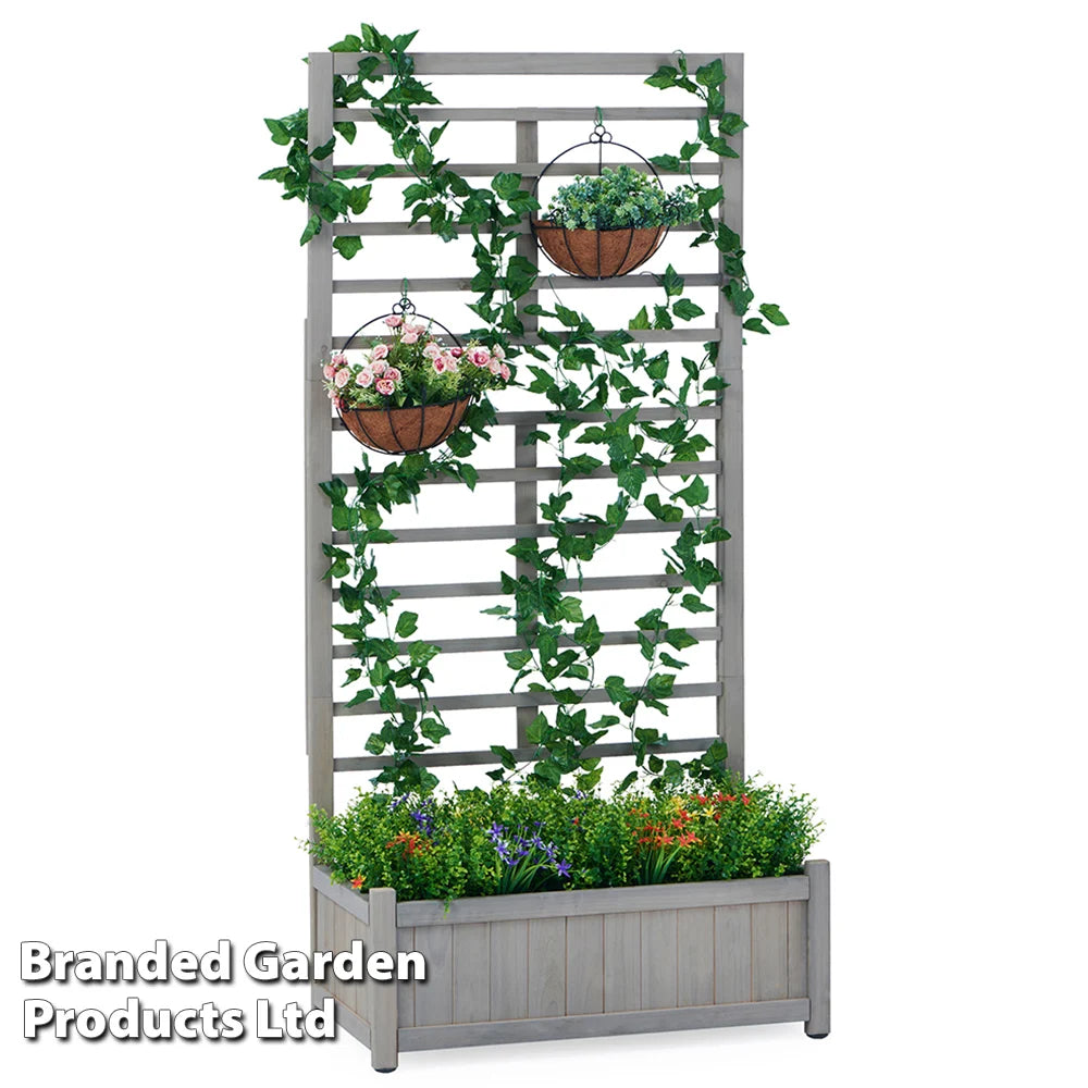 Garden_Gear Raised Wooden Planter With Climbing Trellis