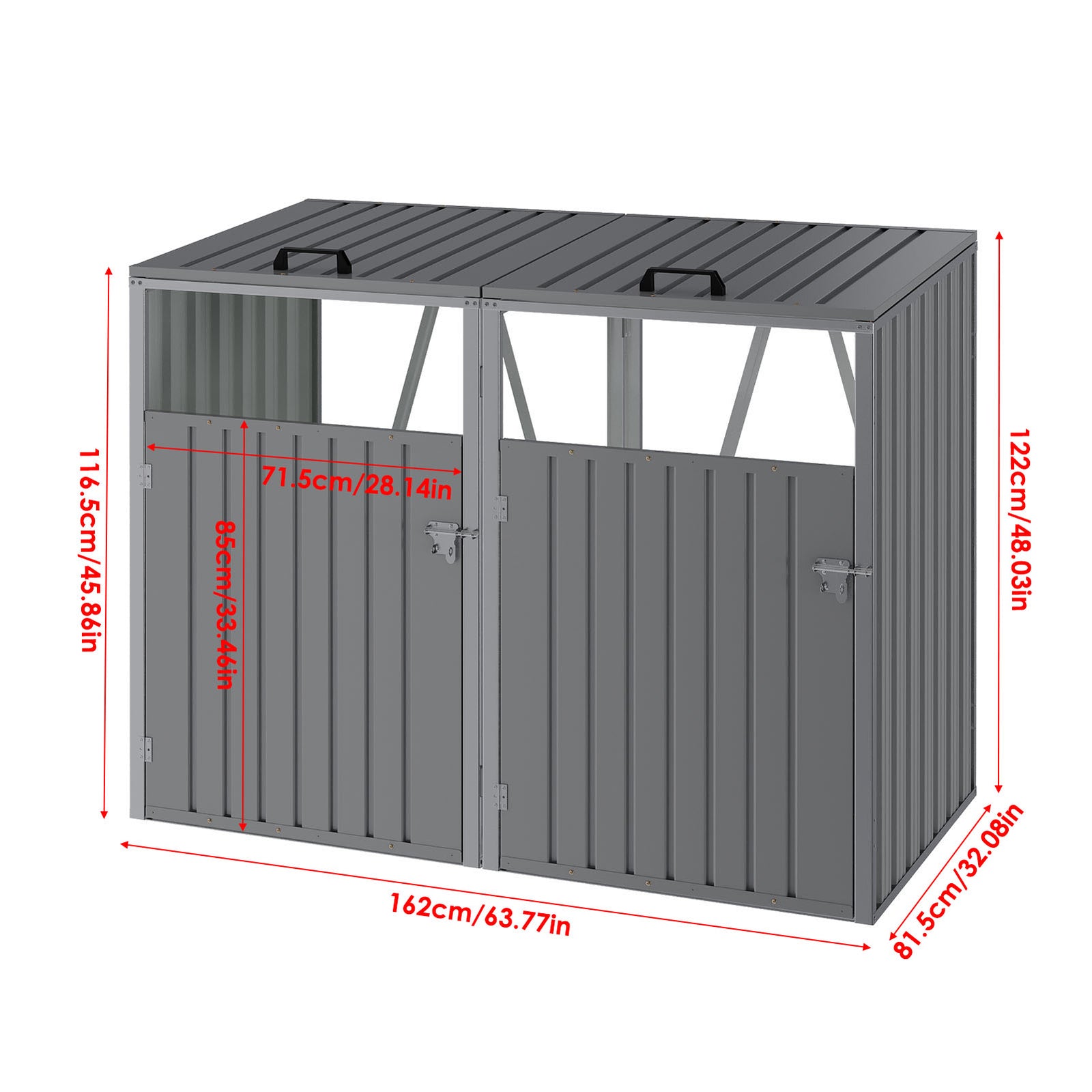 Breeins 5x4 Ft Metal Double Bin Storage Shed