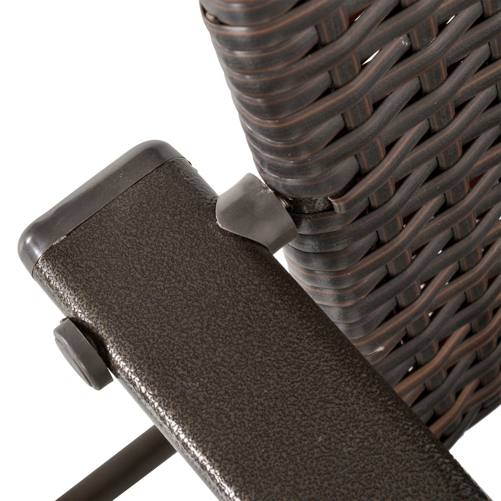 Rattan Chair Foldable Garden Furniture W/ Armrest Steel | Set of 4 | Brown