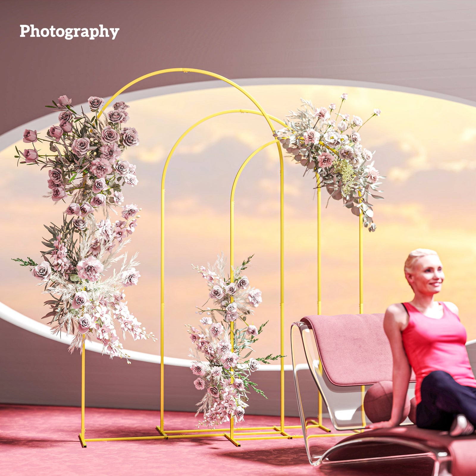 Wedding Arch Frame Set, 2.2, 2, 1.8 M Arch Backdrop Stand
