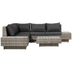 4pcs Rattan Sofa Set Garden Furniture Set W/ Armrest Cushion | Light Slate Gray