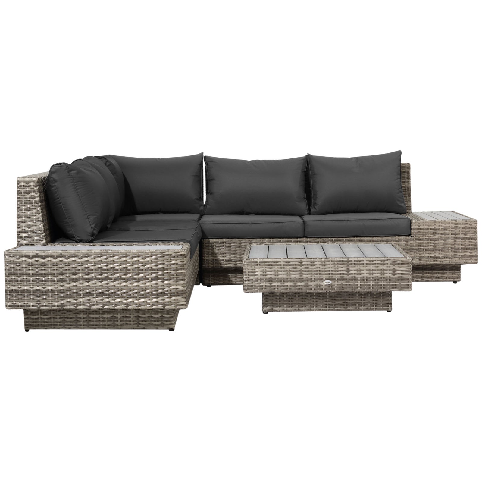 4pcs Rattan Sofa Set Garden Furniture Set W/ Armrest Cushion | Light Slate Gray