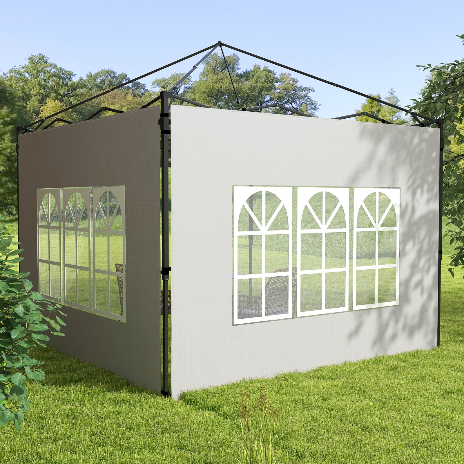 Gazebo Side Panels For 3x3(m) Or 3x6m Gazebo Canopy, 2 Pack | White