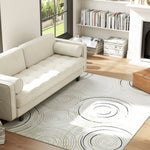Swirl Pattern Washable Area Rug, Allergy-friendly Floor Carpet | L | Cream