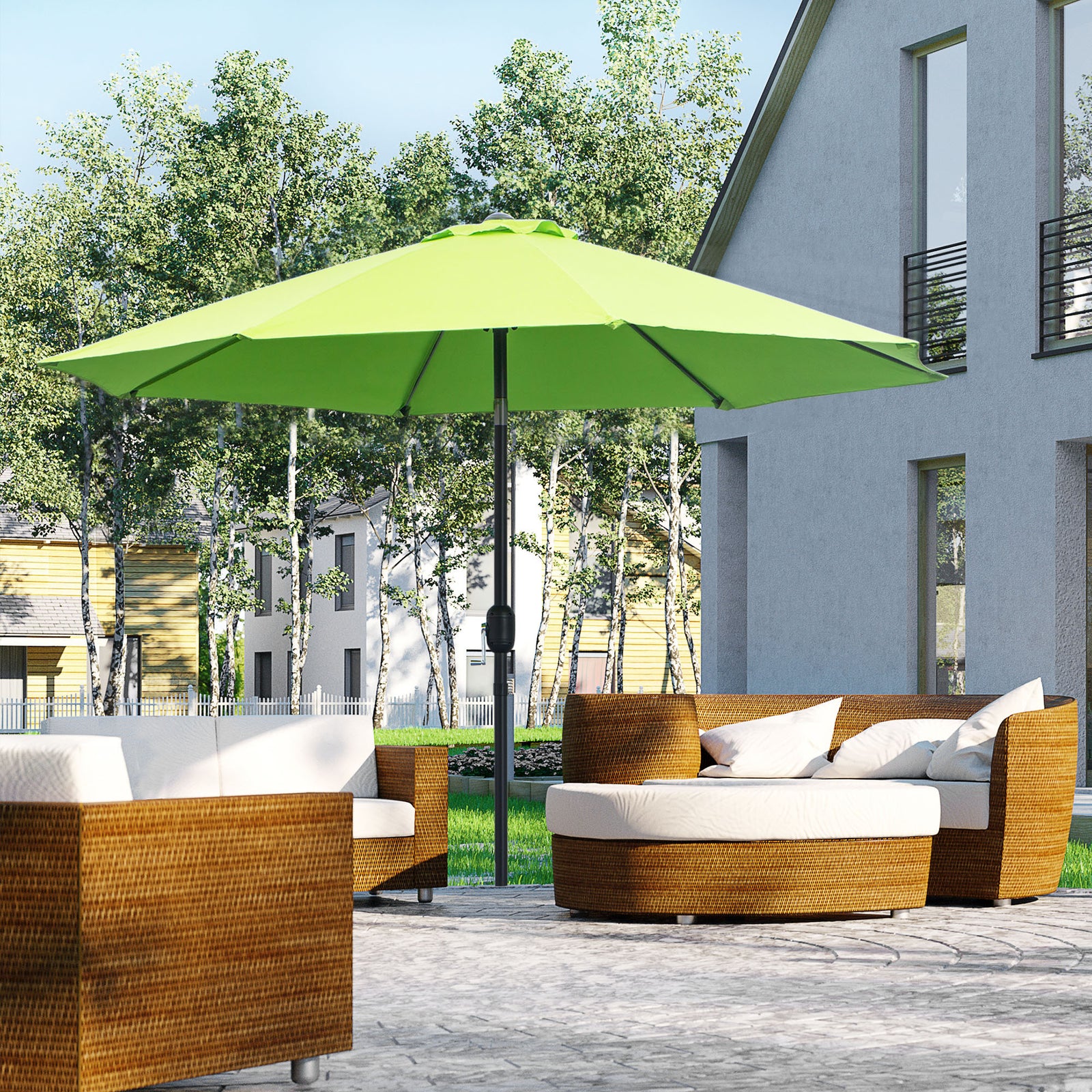 2.7m Parasol With Tilt And Crank | Green