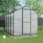 Polycarbonate Greenhouse With Base – Aluminum Frame Walk-in Greenhouse With Sliding Door & Ventilation Window For Plants & Flowers, Green, 8 x 6ft