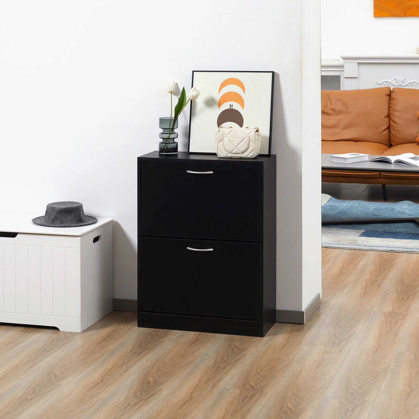 Two Drawer Shoe Storage Cabinet For 12 Pairs