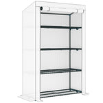 4 Tier Lean-to Mini Greenhouse W/ Reinforced Pe Cover | Gray