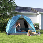 3-4 Person Dome Tent, Easy Setup, Mesh Windows | Light Blue