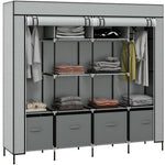 Fabric Wardrobe W/ 12 Shelves 2 Hanging Rails Foldable Closets