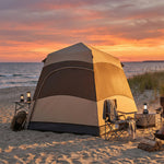Double Layer Pop Up Tent With Rainfly, Portable Camping Shelter | Brown